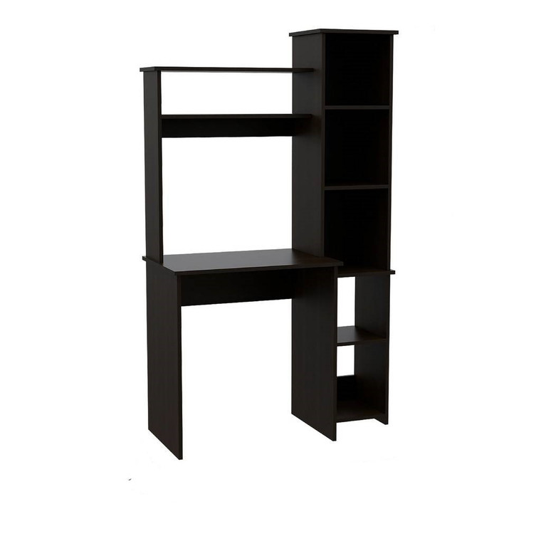 Modern Black Office Desk with Storage Cabinet - 606114646112