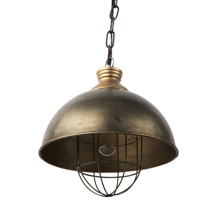 Distressed Bronze Metal Dome Hanging Light - 808230029859