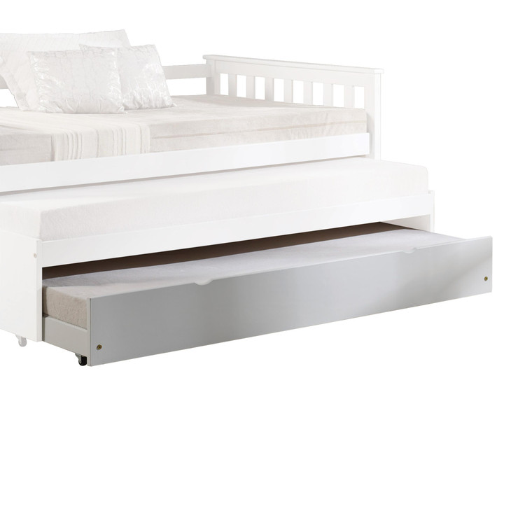 41" X 77" X 10" White Wood Casters Daybed - Trundle - 4512839710068