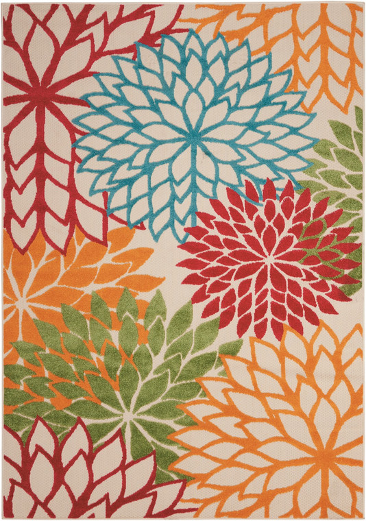 5’ x 8’ Green Floral Indoor Outdoor Area Rug - 4512822795904