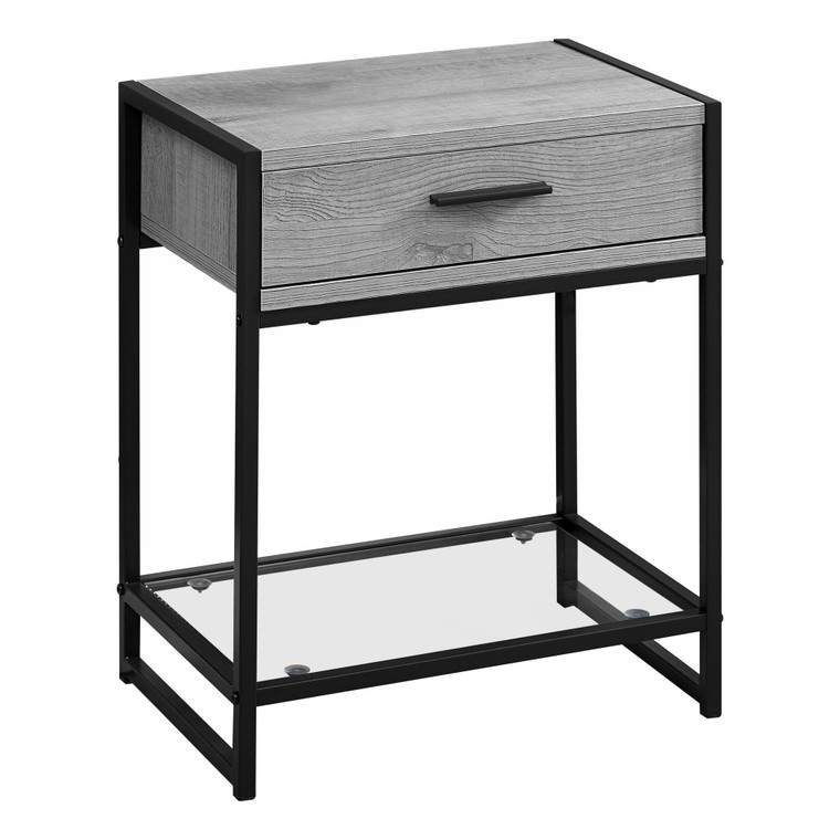 12" x 18" x 22" Grey with Black Metal Tempered Glass Accent Table - 4512822768861