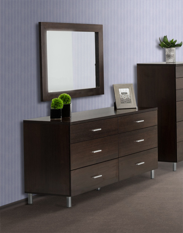 39" Wenge Mdf And Glass Mirror - 689805022075