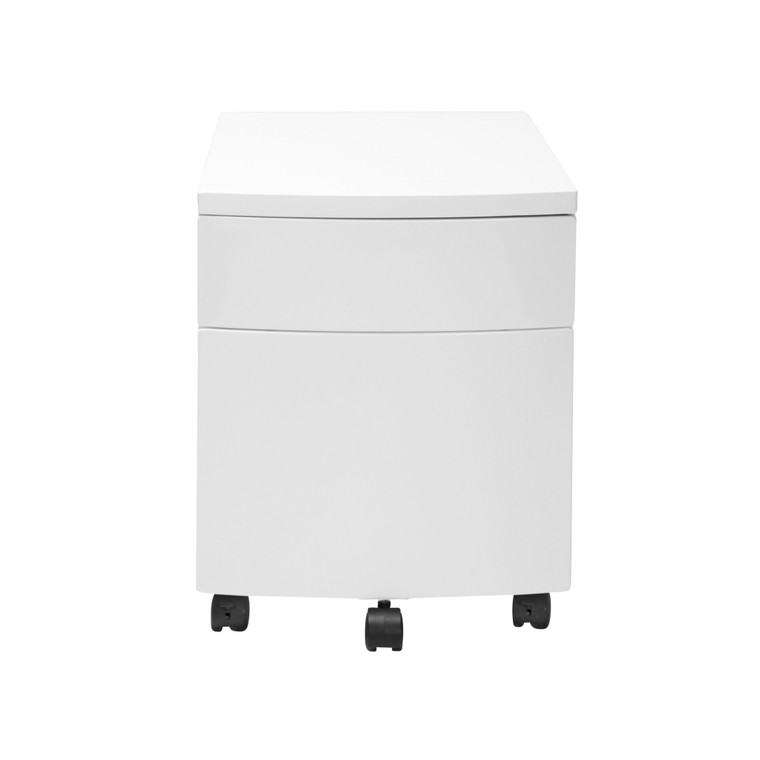 White Two Drawer Rolling Filing Cabinet - 808230091085