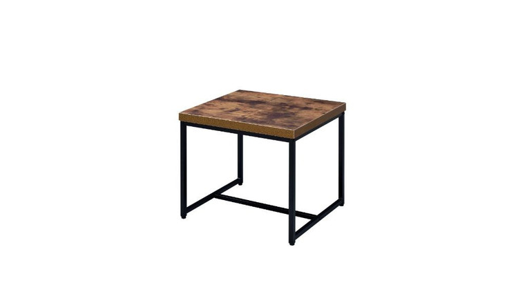 19" Black And Brown Oak Manufactured Wood And Metal End Table - 606114066316