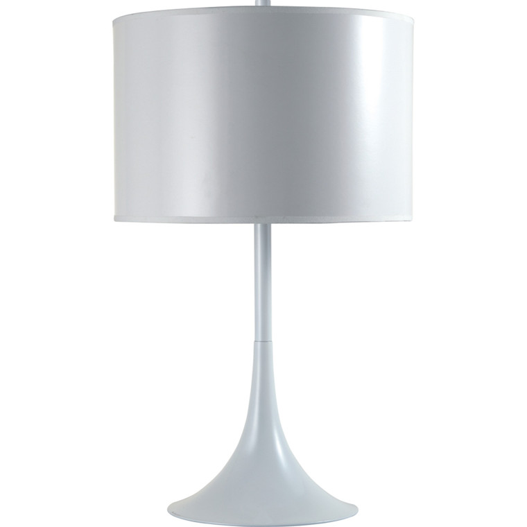 25" White Metal Table Lamp With White Classic Drum Shade - 606114542360