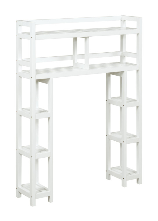 White Finish 2 Tier Solid Wood Over Toilet Organizer - 4512822855608