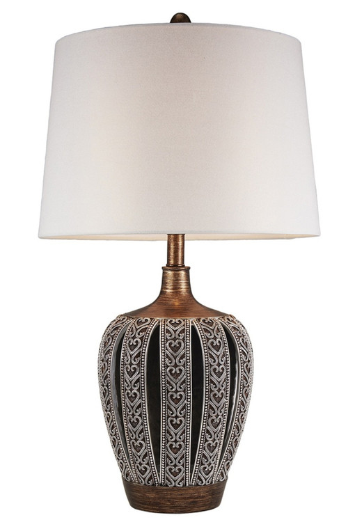 Primo Tall Brown Table Lamp with White Lamp Shade - 606114543183