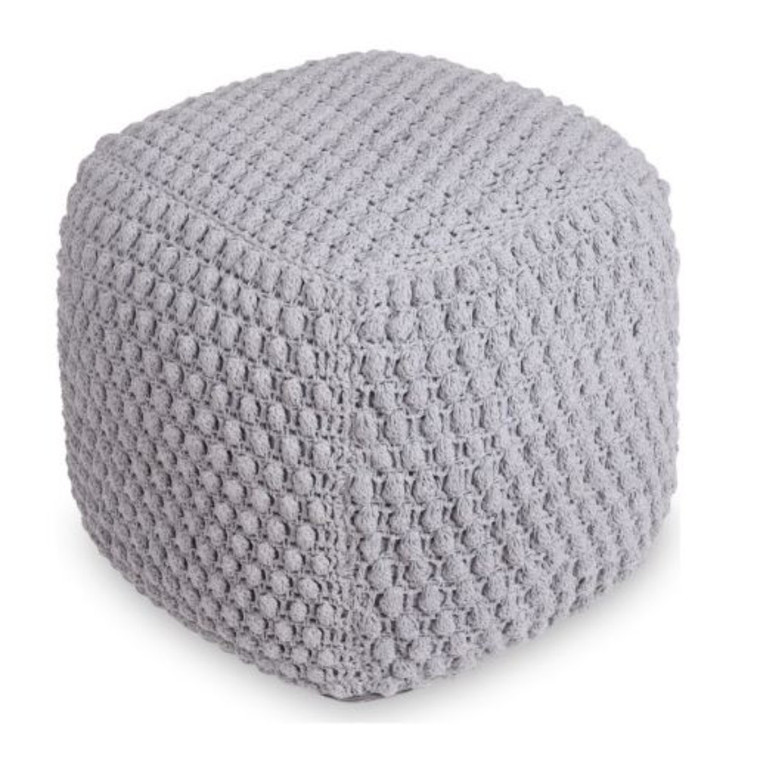 18" Light Grey Cotton Blend Cube Pouf Ottoman - 606114681595