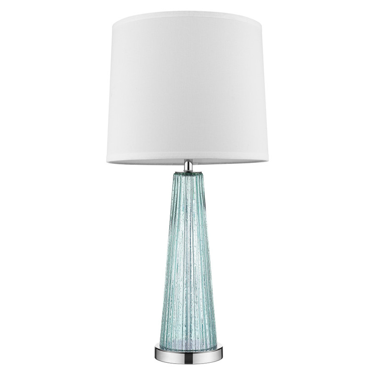 Homeroots Lighting Chiara 1-Light Table Lamp, Seafoam Glass, Polished Chrome Finish