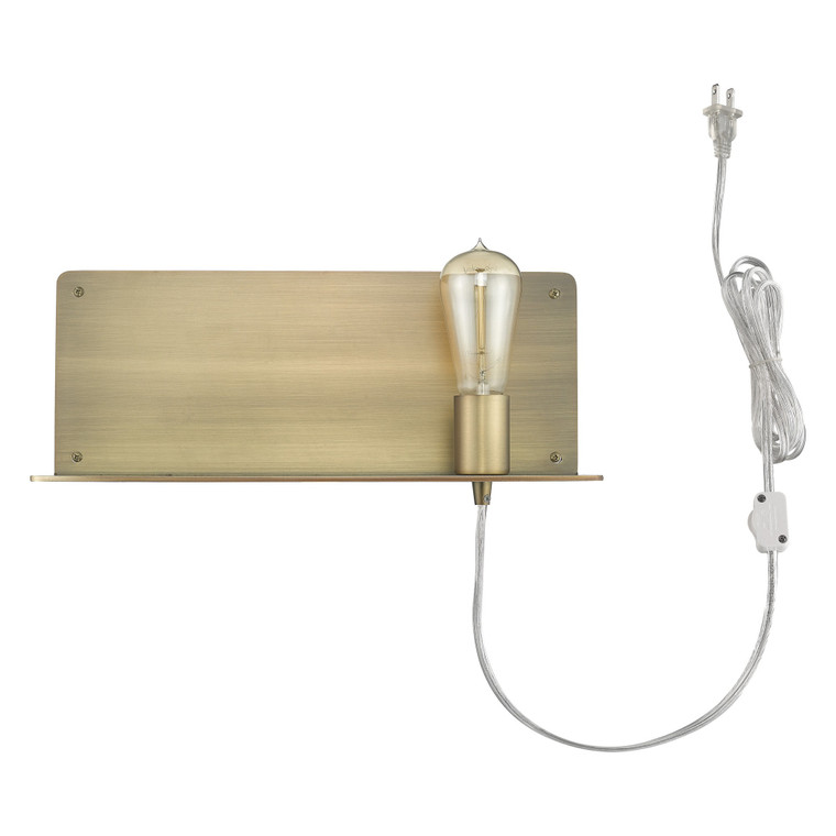 Homeroots Lighting Dull Gold Shelf Wall Light, Brushed Dull Gold Finish