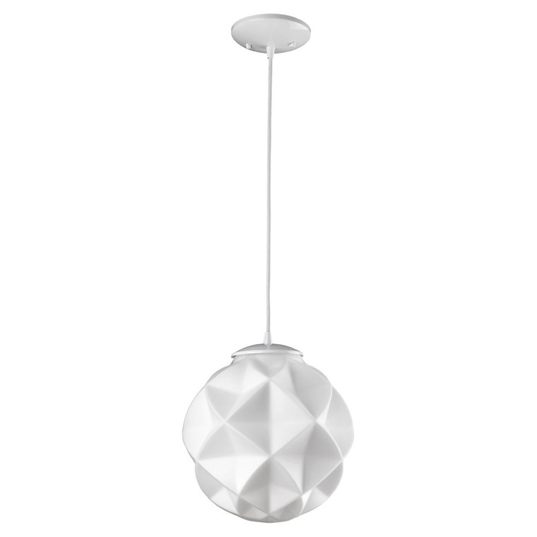 Homeroots Lighting Nova 1-Light White Mini Pendant, Geometric Globe Shade