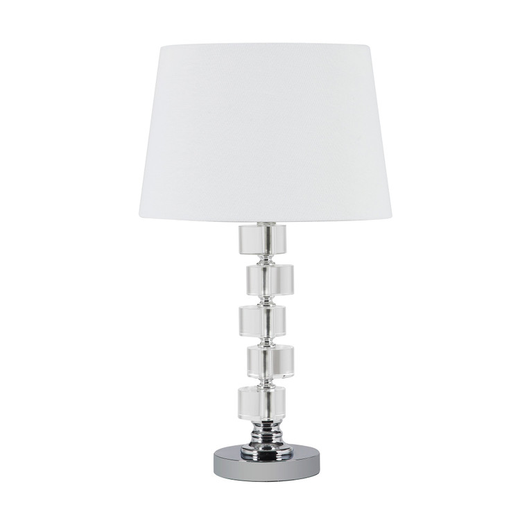20" Silver Crystal Stacked Geo Cubes Table Lamp With White Classic Empire Shade - 606114542810