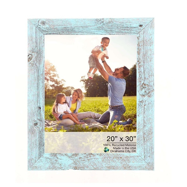 20" x 30" Blue Solid Wood Hanging Picture Frame