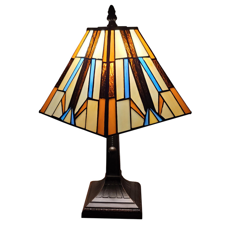 16" Tiffany Style Mission Style Squared Shade Table Lamp - 606114644989