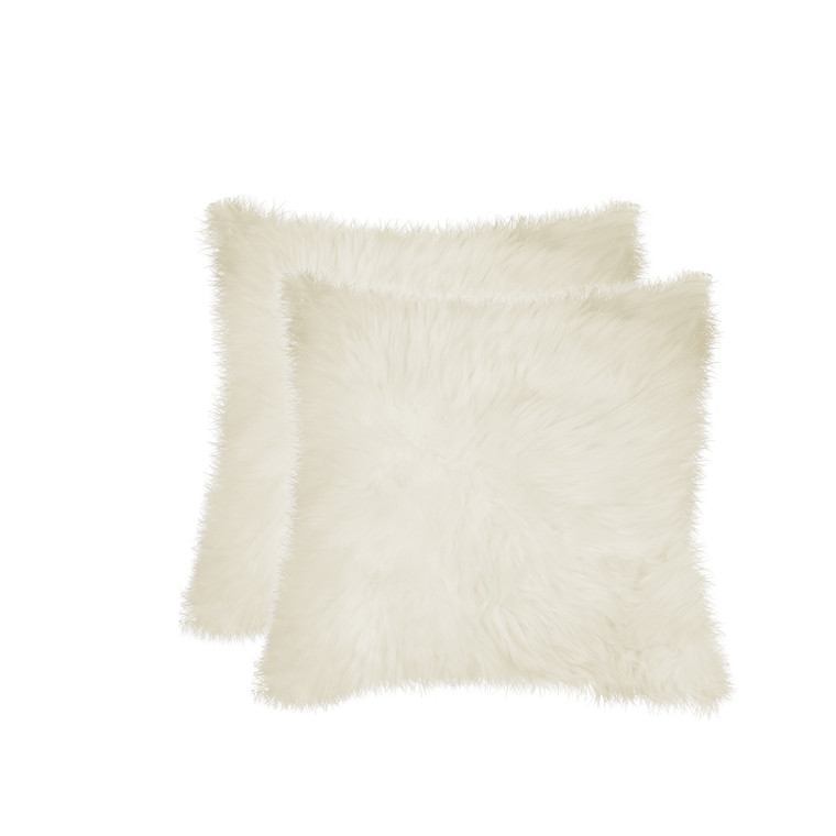 18" X 18" Natural Sheepskin Fur Set Of 2 Pillow - 614486235711