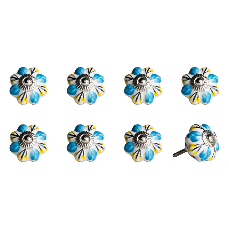 1.5" x 1.5" x 1.5" Ceramic Metal Multicolor 8 Pack Knob - 4512839594835