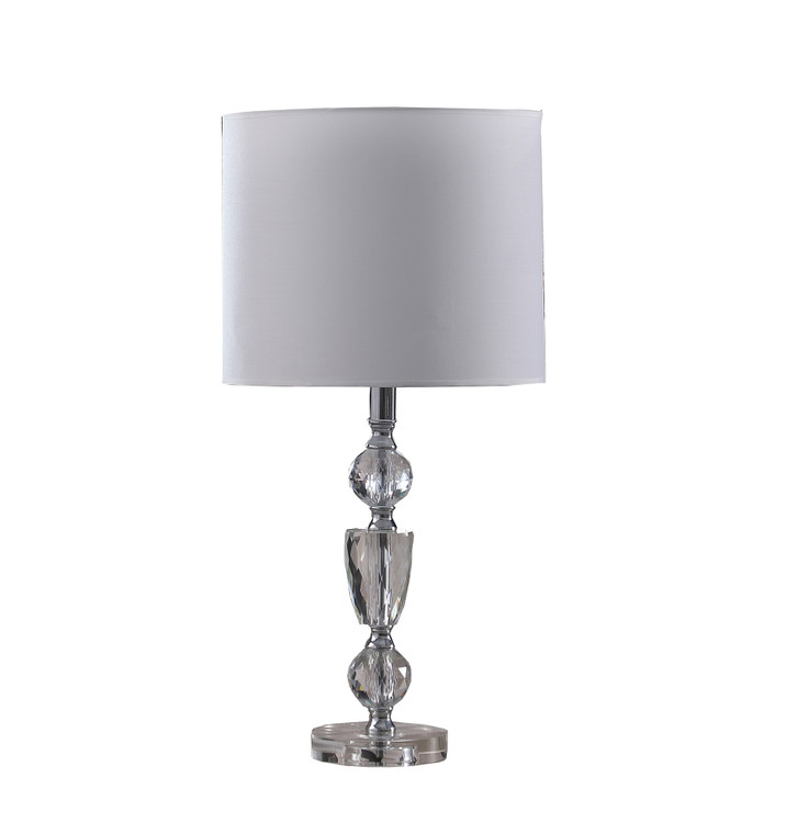 24" Clear Cut Faux Crystal Glam Table Lamp With White Classic Drum Shade - 606114620679