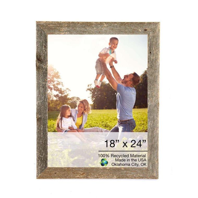 18" x 24" Gray Solid Wood Hanging Picture Frame Decor