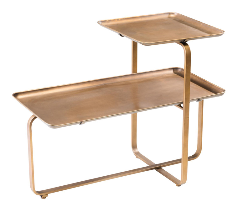 31" Gold Square and Rectangular Two Level Coffee Table - 808230052284