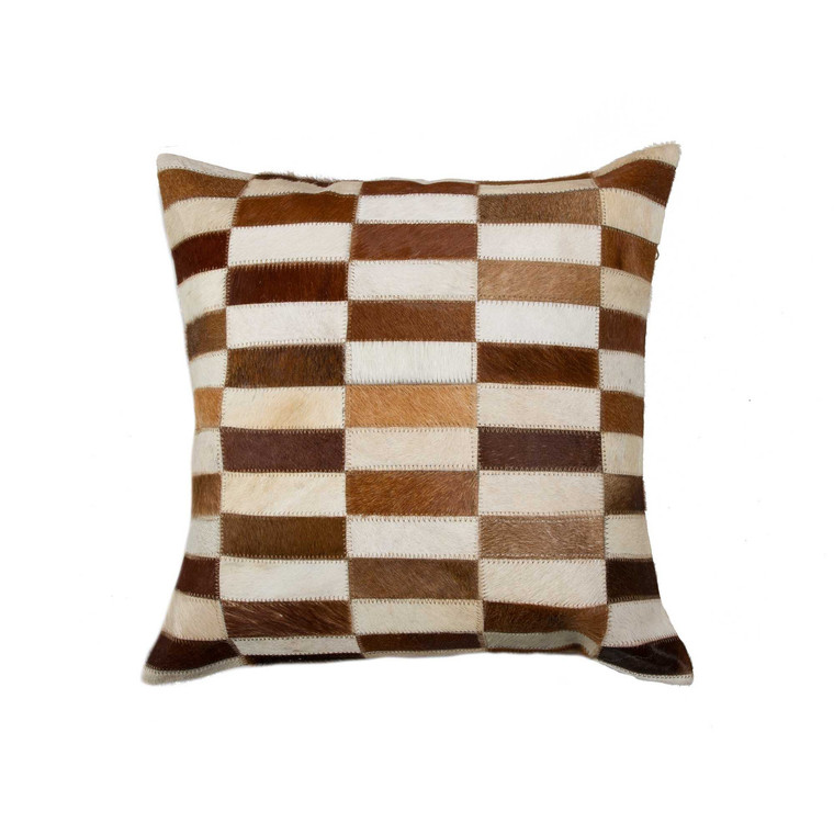 18" x 18" x 5" Brown And White Linear Cowhide - Pillow - 689805007997 - 689805007997