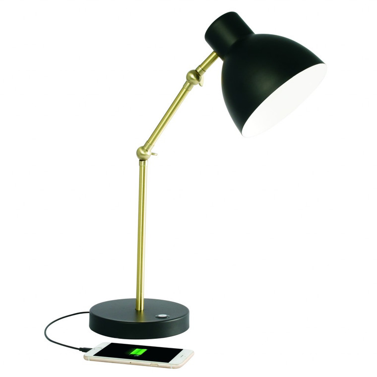 Matte Black and Gold Mod LED Adjustable Desk Lamp - 808230105034