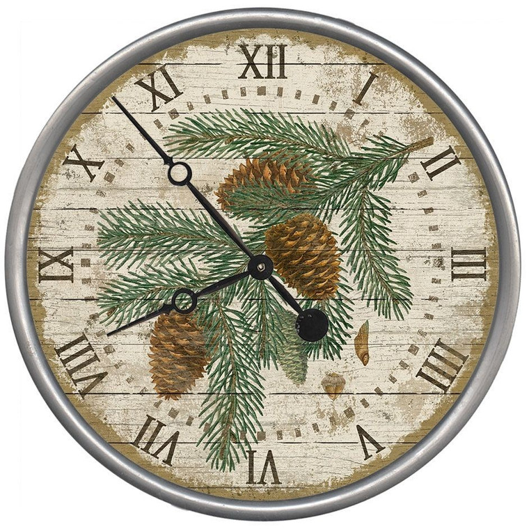 15" Vintage Douglas Fir Pine Sprig Wall Clock - 808230099128