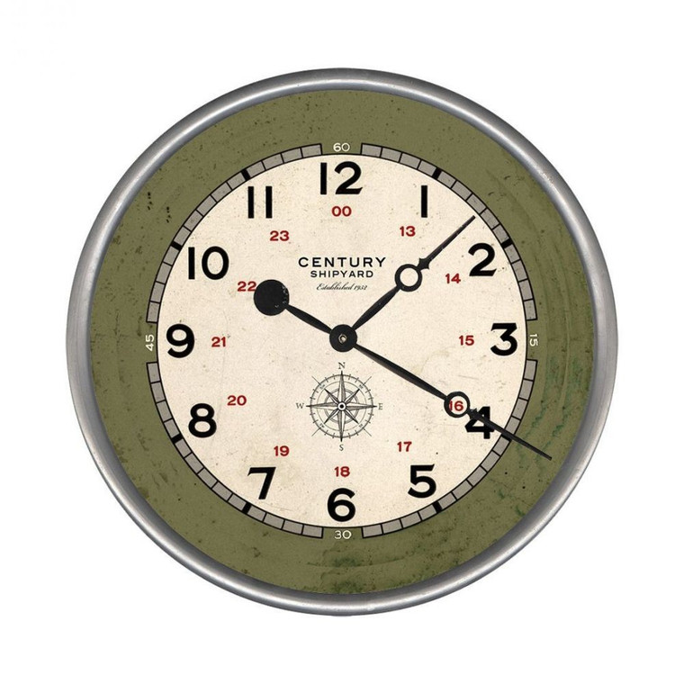 18" Rustic Century Shipyard Compass Wall Clock - 808230098763