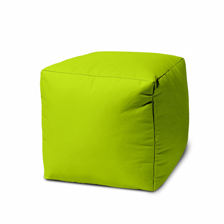 17" Cool Lemongrass Green Solid Color Indoor Outdoor Pouf Cover - 606114605867