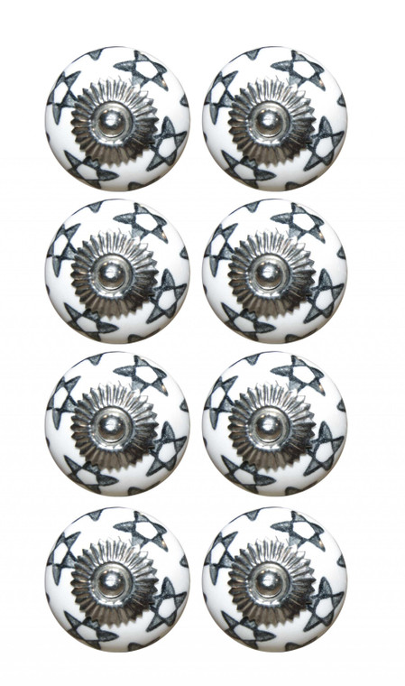 1.5" X 1.5" X 1.5" White Silver And Gray Knobs 8 Pack - 614486198092