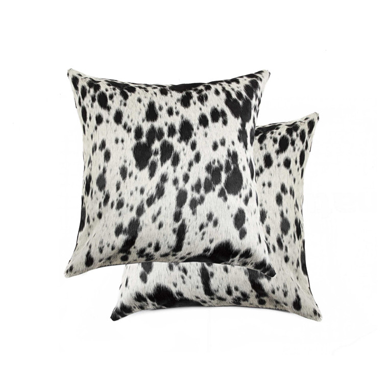 16"X16" Salt And Pepper Black And White Cowhide Pillow 2 Pack - 614486175253