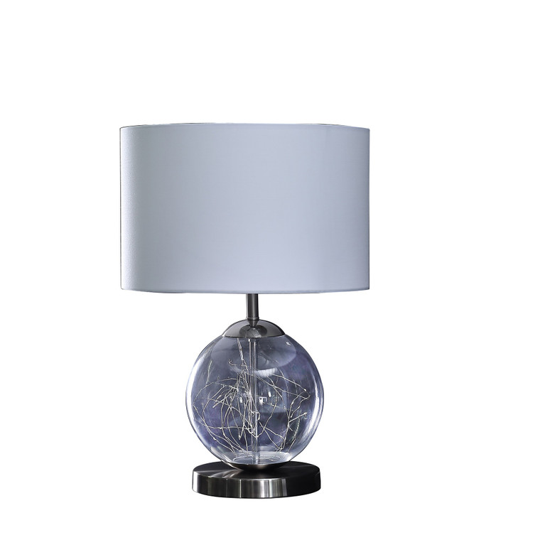 21" Translucent Glass Globe LED Table Lamp With White Drum Shade - 606114544623