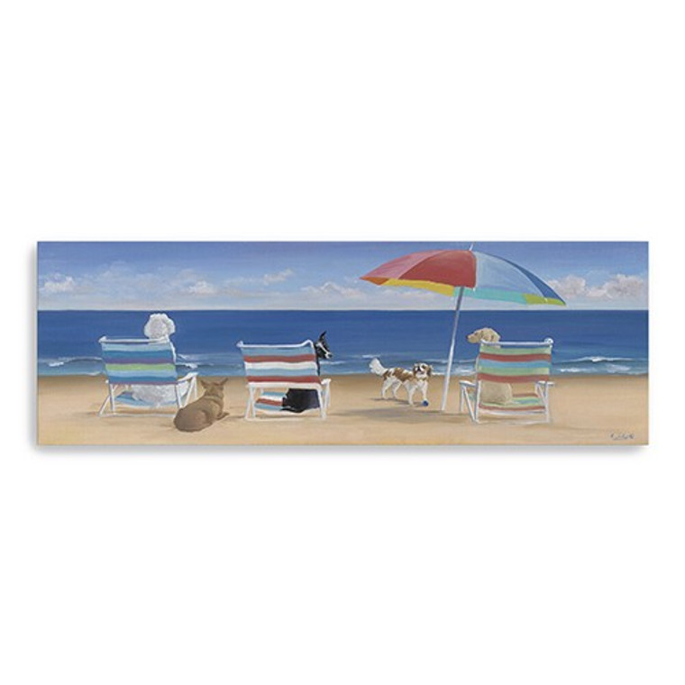 30" x 10" Dogs Perfect Beach Day Canvas Wall Art - 808230075092