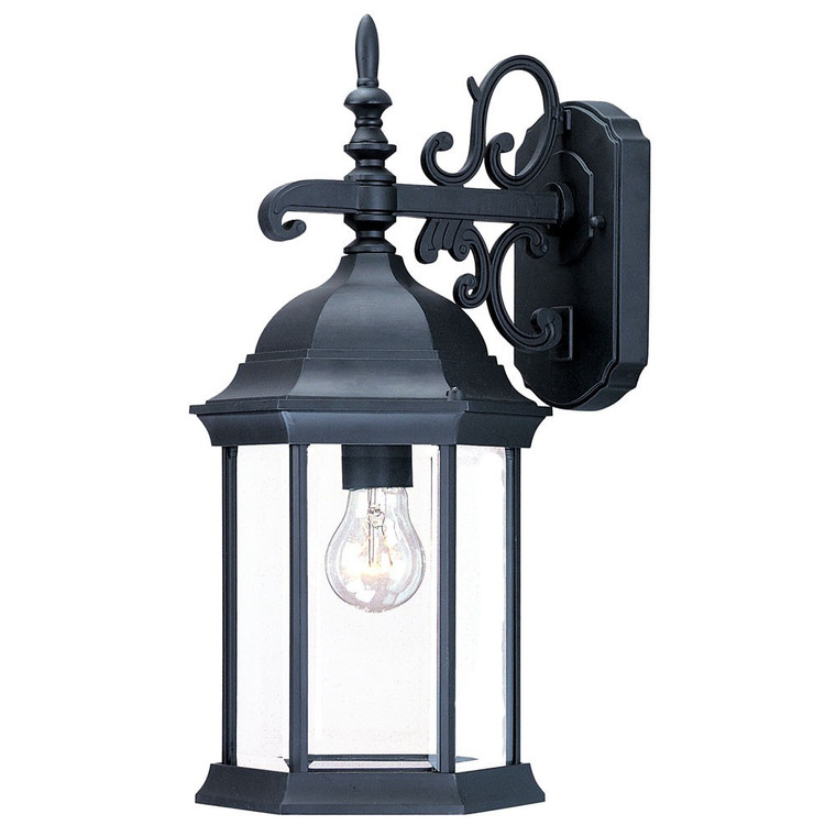 Narrow Matte Black Domed Hanging Glass Lantern Wall Light - 808230012080