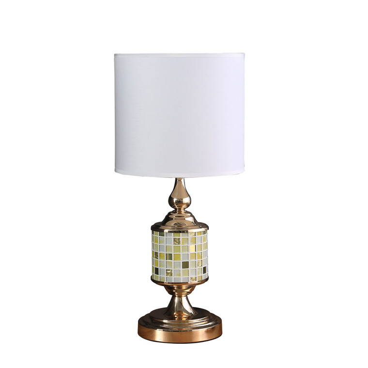 Homeroots Lighting 23" Golden Tones Metal And Glass Mosaic Table Lamp, Rose Gold Finish