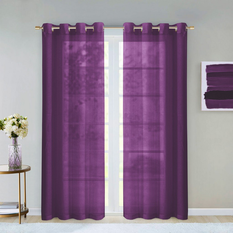 Set of Two 84" Purple Solid Modern Window Panels - 606114590613
