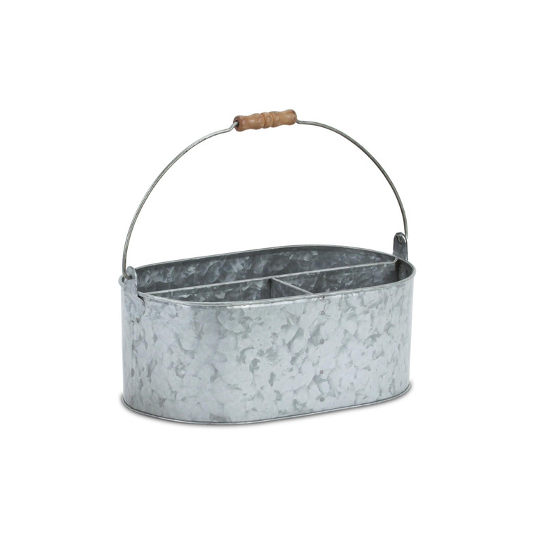 Three Slot Galvanized Metal Utensil Holder - 808230079861