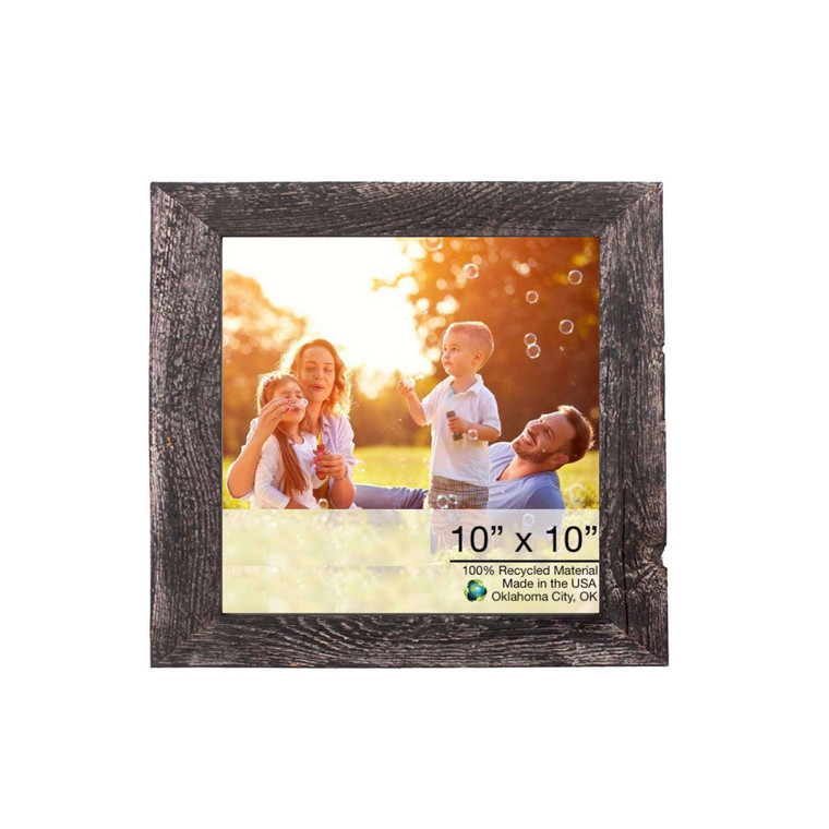 10" x 10" Black Solid Wood Hanging Picture Frame