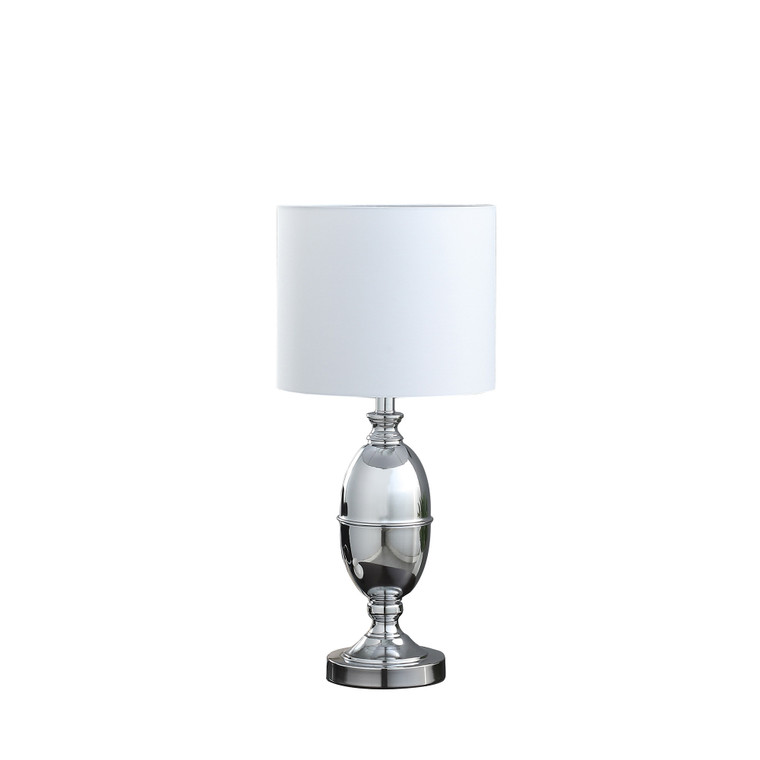 25" Silver Chrome Metal Standard Table Lamp With White Shade - 4512839592725