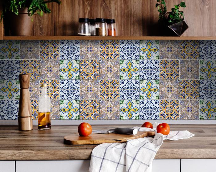 5" X 5" Vintage Multi Removable Peel and Stick Tiles