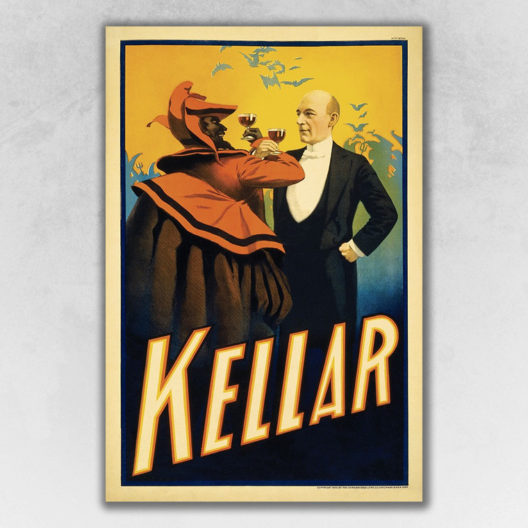 24" X 36" Kellar Drinks With The Devil Vintage Magic Poster Wall Art - 808230035065