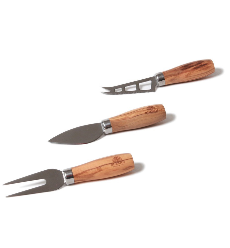 Berard Olive Wood 3PC Cheese Set