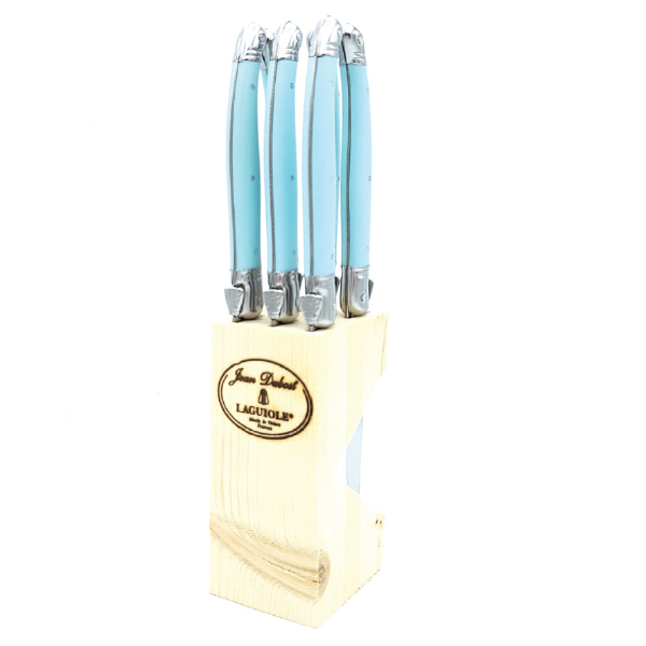 Laguiole Jean Dubost 6-Piece Steak Knife Block Set in Turquoise