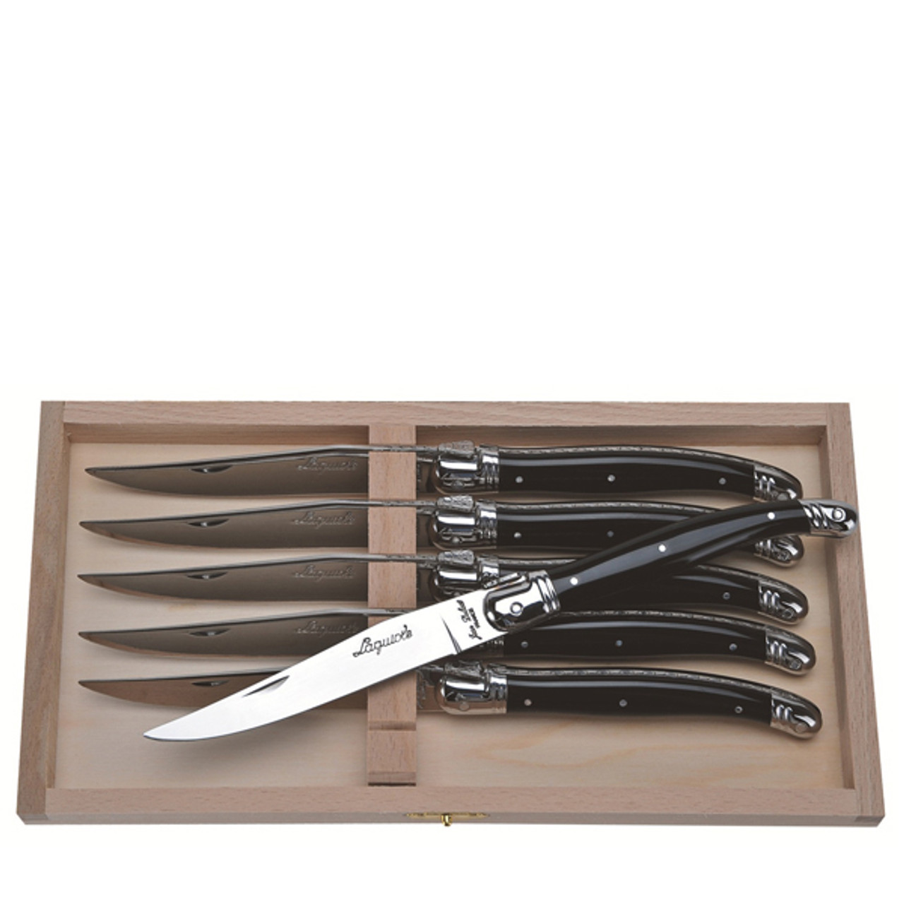 Jean Dubost 6 Steak Knives Black in Clasp Box