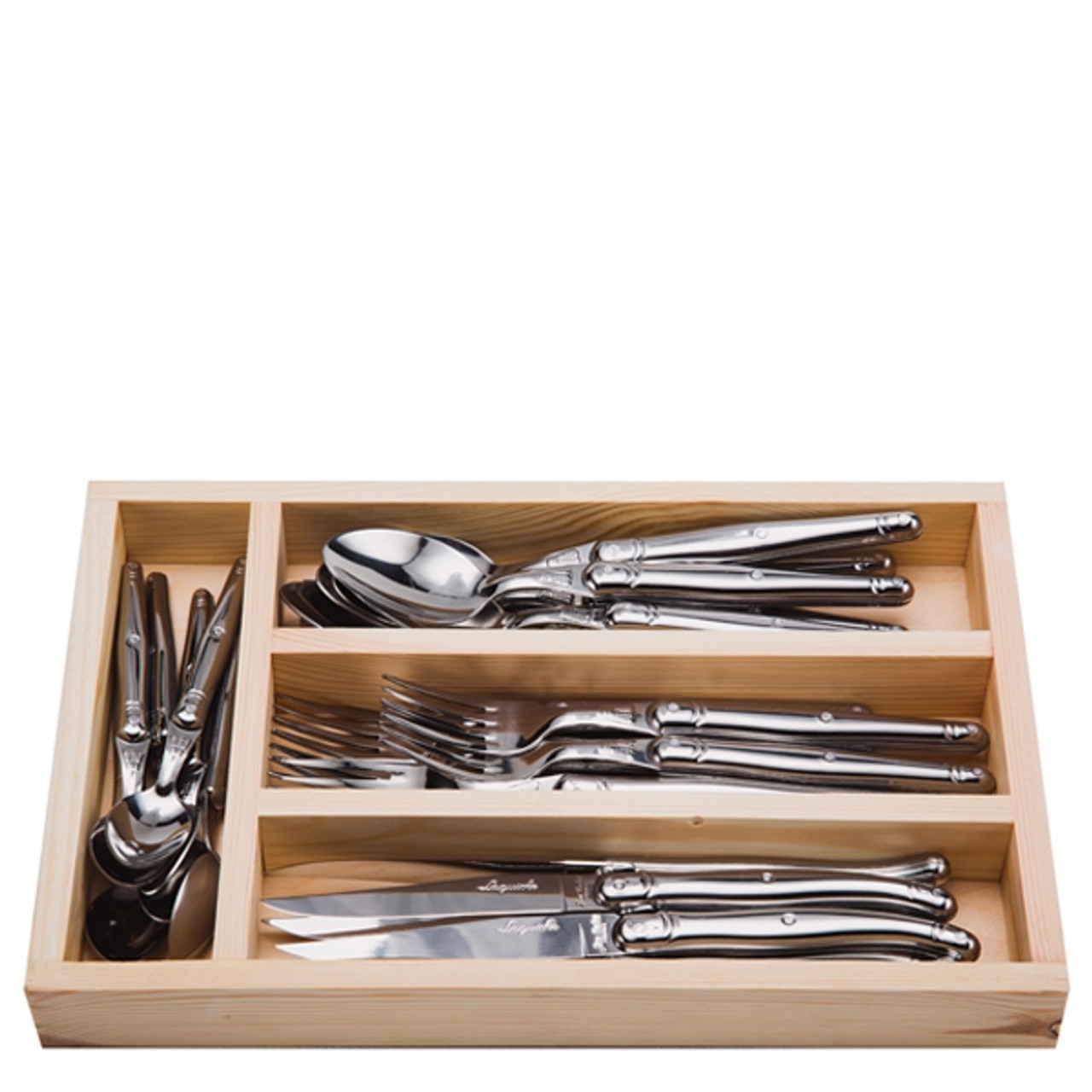 Jean Dubost 24 Pc Stainless Steel Everyday Flatware Set in a Tray