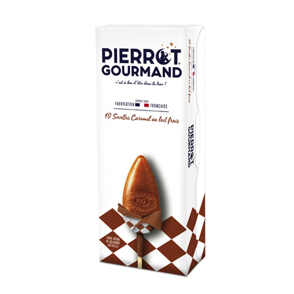 Pierrot Gourmand Milk Caramel Lollipops Box 4.58oz - 10CT
