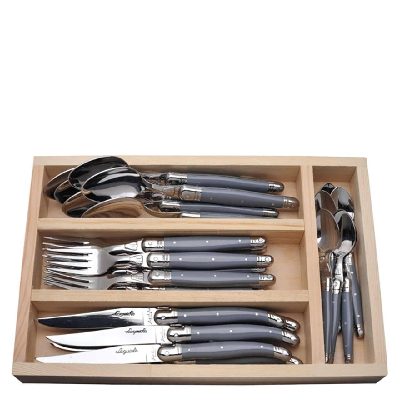 Jean Dubost 24 Pc Everyday Flatware Set Gray in Tray