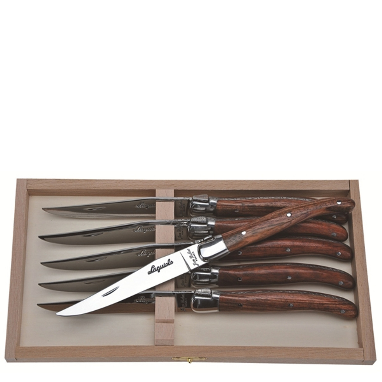 Jean Dubost 6 Steak Knives Bubinga Wood in Box