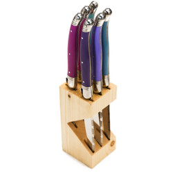 Forge de Laguiole 6 Piece Steak Knife Set Fabric Series Purple