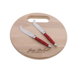 2pc Cheese Set Red with Round Board