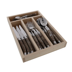 コテバスティッド カトラリー6本セット ベージュ フランジュール フランス Jean Dubost 24 Piece Everyday Flatware Set in Ivory and Brass